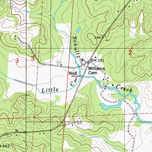 Topographic Map of Williams Spring, AL