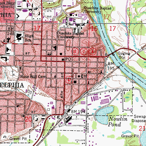Topographic Map of Clark County Health Center, AR