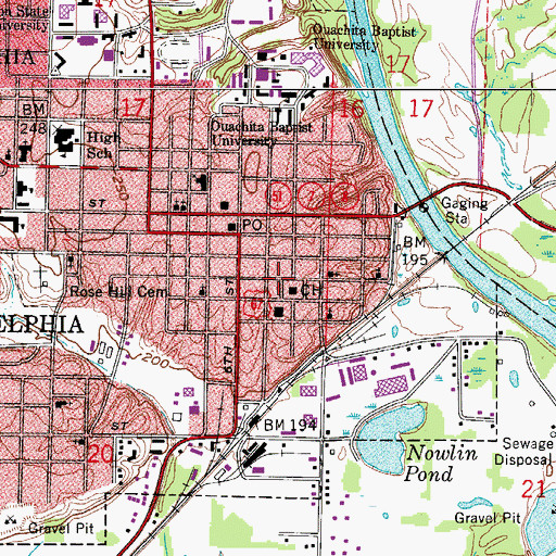 Topographic Map of Clark County Jail, AR