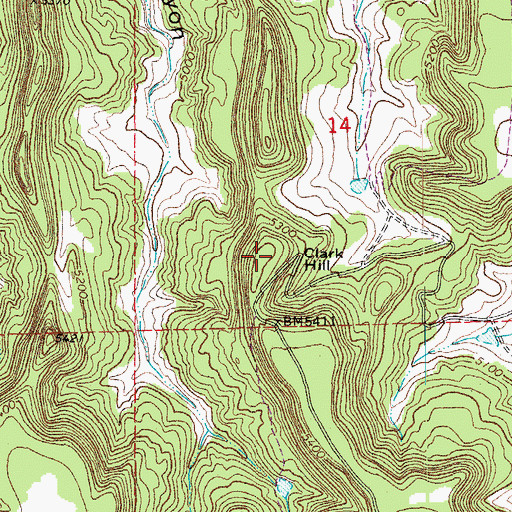 Topographic Map of Clark Hill, CO