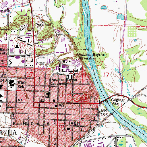 Topographic Map of Flennicken Memorial Students Center, AR