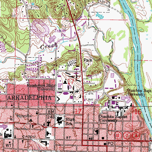 Topographic Map of Foster Hall, AR