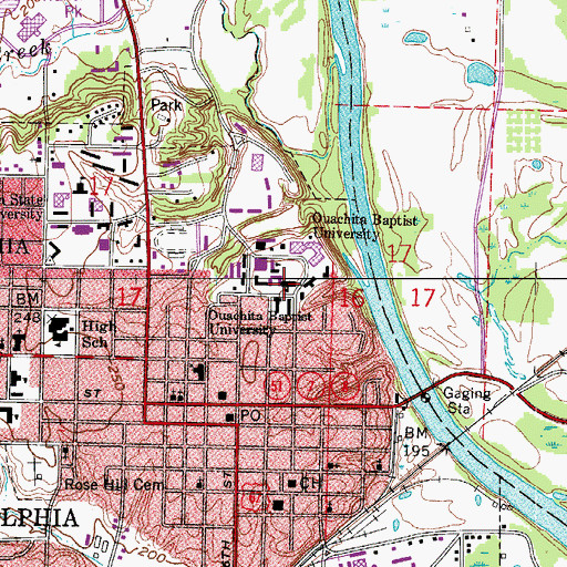Topographic Map of J R Grant Memorial Administration Building, AR