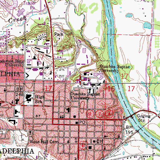 Topographic Map of Johnson Hall, AR