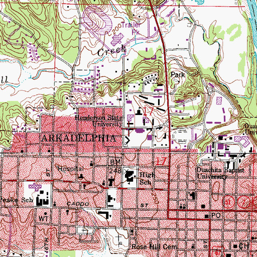 Topographic Map of McElhannon Hall, AR