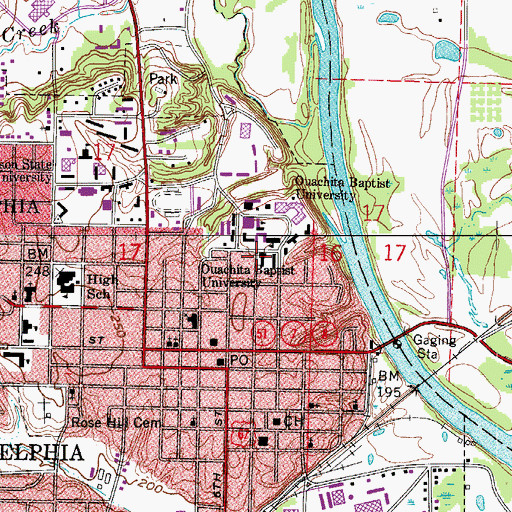 Topographic Map of Mitchell Hall, AR