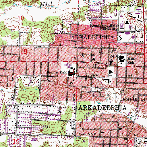 Topographic Map of Peake High School (historical), AR