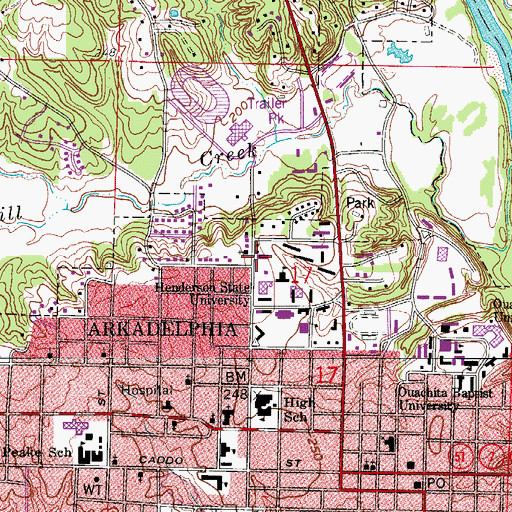 Topographic Map of Smith Hall, AR