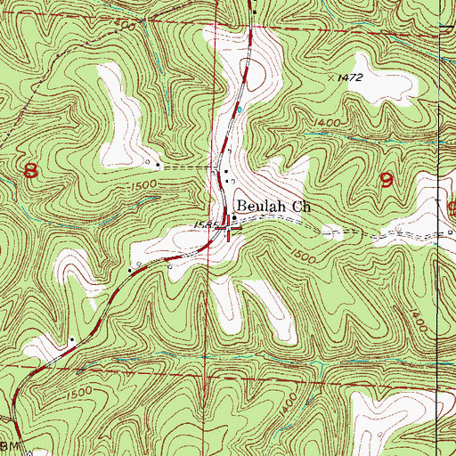 Topographic Map of Beulah Union Cemetery, AR