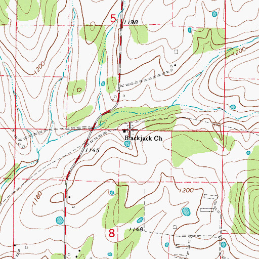 Topographic Map of Blackjack Cemetery, AR