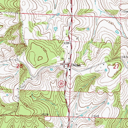Topographic Map of Dean Cemetery, AR