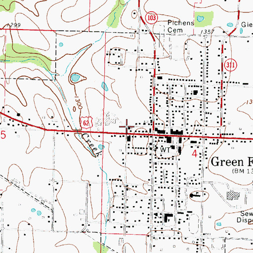 Topographic Map of First Baptist Church, AR