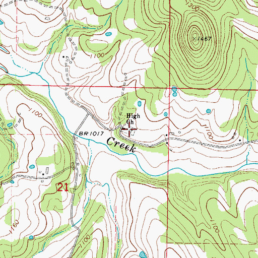 Topographic Map of High Cemetery, AR