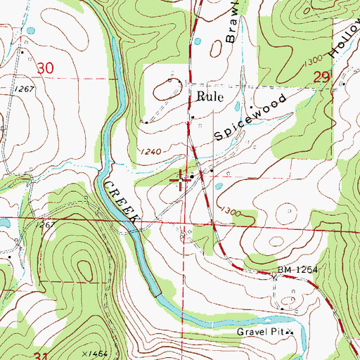 Topographic Map of Rule Cemetery, AR