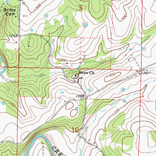 Topographic Map of Snow Cemetery, AR