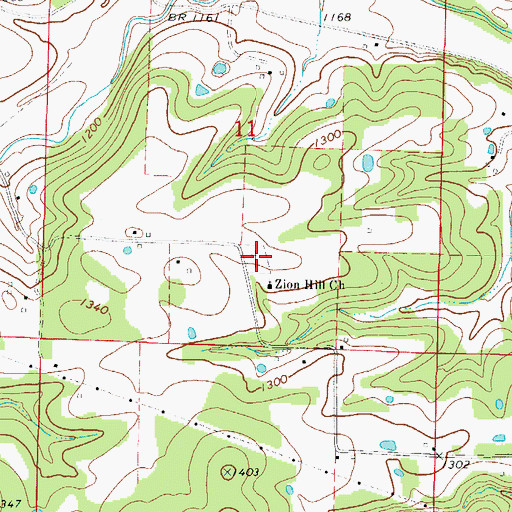 Topographic Map of Zion Hill Cemetery, AR
