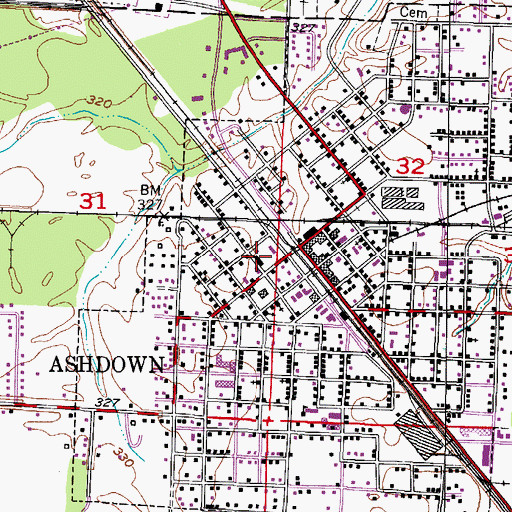 Topographic Map of Ashdown Hospital (historical), AR