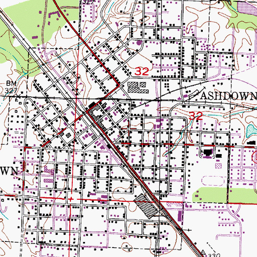 Topographic Map of First Baptist Church, AR