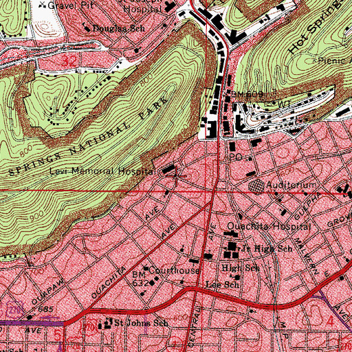 Topographic Map of Beth Jacob Hall, AR