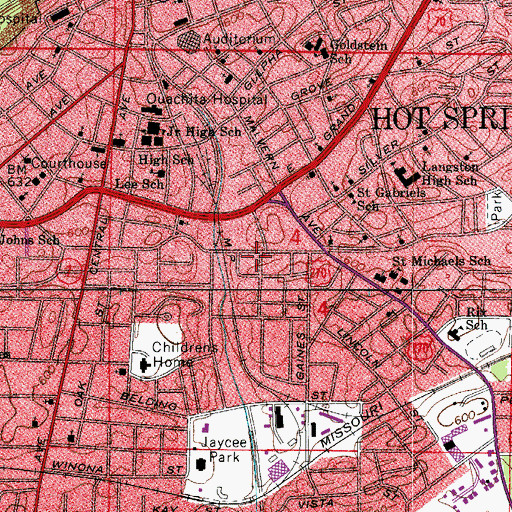 Topographic Map of Church of God (historical), AR