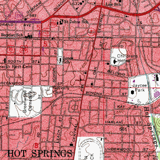 Topographic Map of First Christian Church, AR