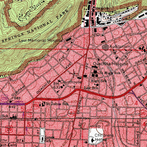 Topographic Map of First Church of Christ Scientist, AR