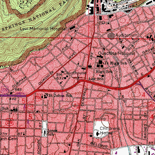 Topographic Map of First Church of God, AR
