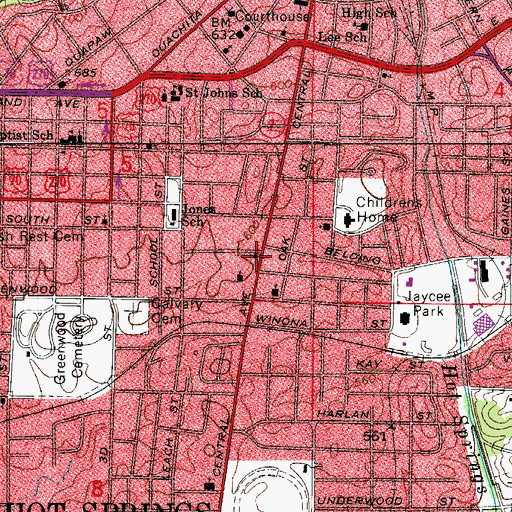 Topographic Map of First Lutheran Church, AR
