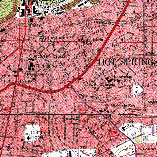 Topographic Map of First Pentecostal Church, AR