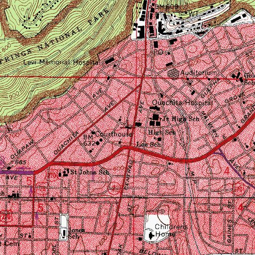 Topographic Map of First United Methodist Church, AR