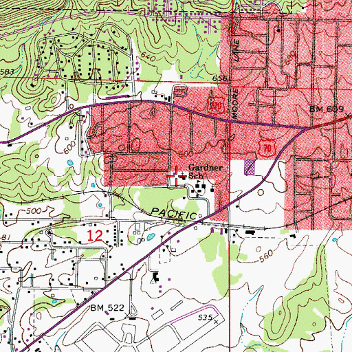 Topographic Map of Gardner United Methodist Church, AR