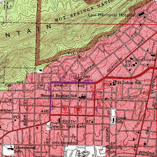 Topographic Map of Grand Avenue United Methodist Church, AR