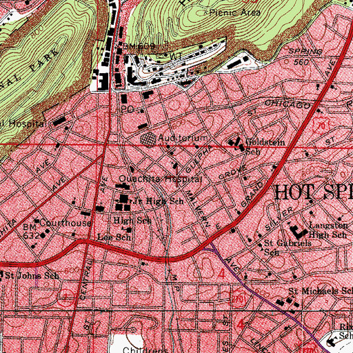 Topographic Map of National Baptist Sanatarium, AR