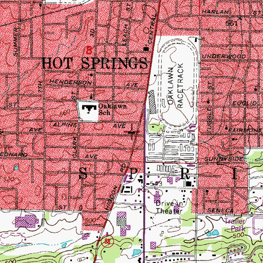 Topographic Map of Oaklawn United Methodist Church, AR
