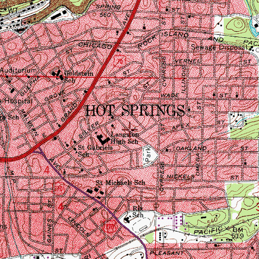 Topographic Map of Saint Mary Baptist Church, AR