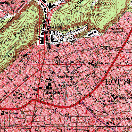 Topographic Map of Saint Marys Episcopal Church, AR