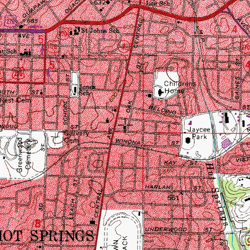 Topographic Map of Saint Marys Greek Orthodox Church, AR