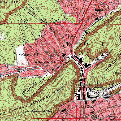 Topographic Map of Saint Marys Roman Catholic Church, AR