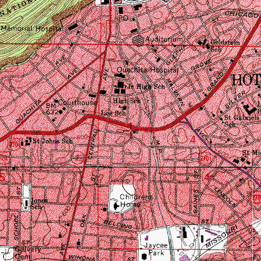 Topographic Map of Temple Pentecostal Church, AR