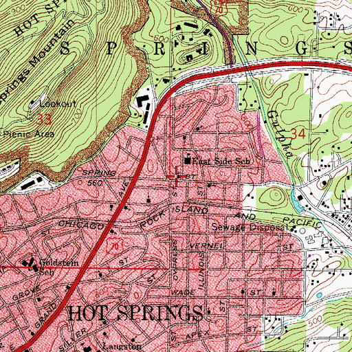 Topographic Map of Tigert Memorial Methodist Church, AR