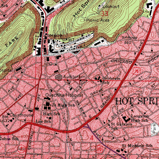Topographic Map of Union Baptist Church, AR