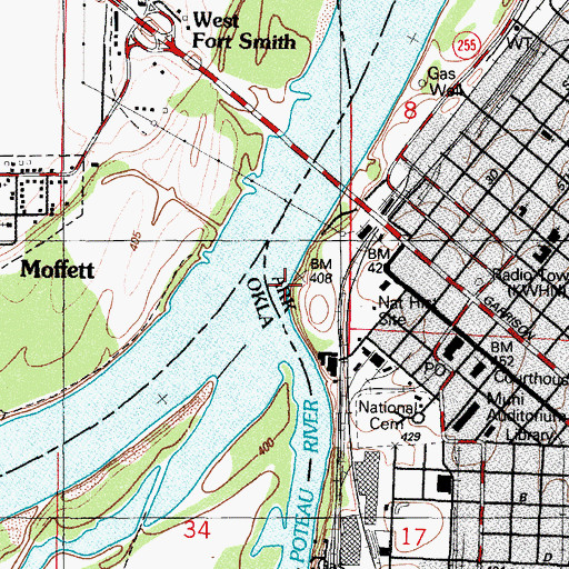 Topographic Map of Belle Point, AR