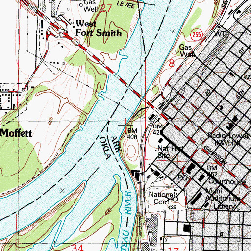 Topographic Map of River Trail, AR