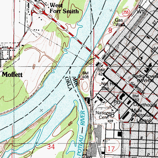 Topographic Map of Trail of Tears National Historic Trail Overlook, AR