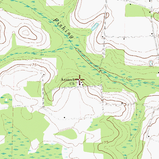 Topographic Map of Antioch Cemetery, GA
