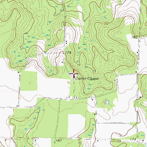 Topographic Map of Carters Chapel Cemetery, GA