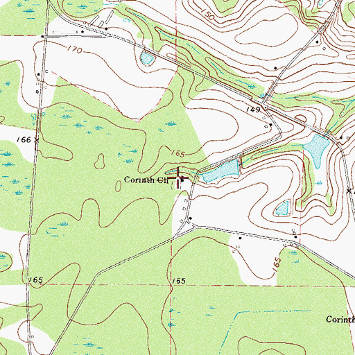 Topographic Map of Corinth Cemetery, GA
