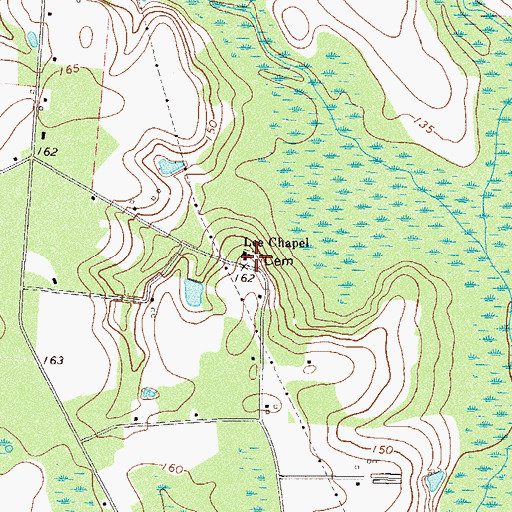 Topographic Map of Lees Chapel Cemetery, GA