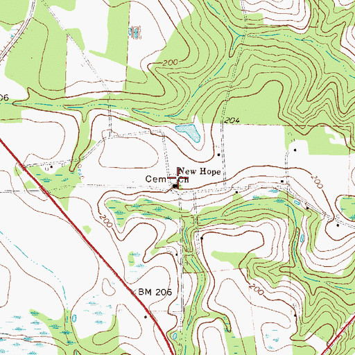 Topographic Map of New Hope Cemetery, GA