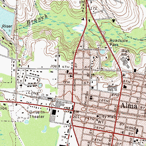 Topographic Map of Alma Methodist Church, GA